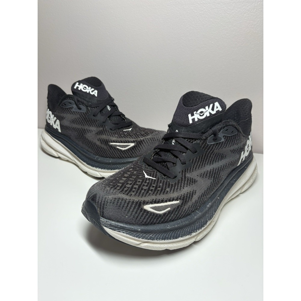 Hoka One One Womens Clifton 9 1127896 BWHT Black Running Shoe Sneaker - Size 7.5